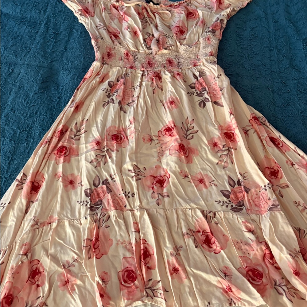 Floral Dress with Pink and Cream Design